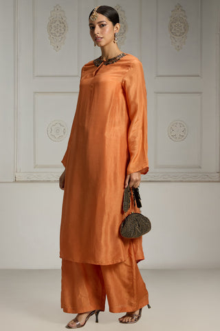 Orange solid tunic set