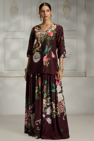 Maroon floral printed tunic