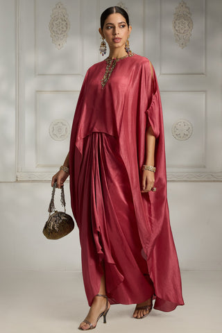 Pink drapped dhoti set