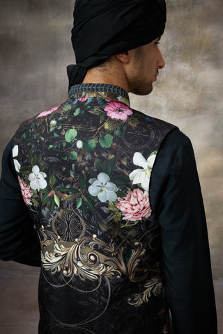 Black signature koti with kurta set