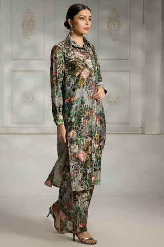 Blue shirt styled tunic set