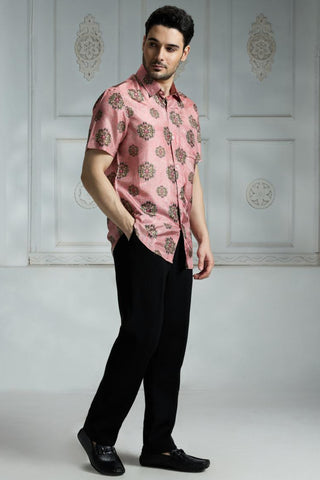 Pink floral printed shirt