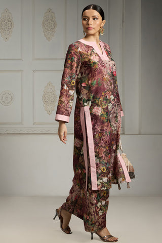 Maroon floral printed tunic set