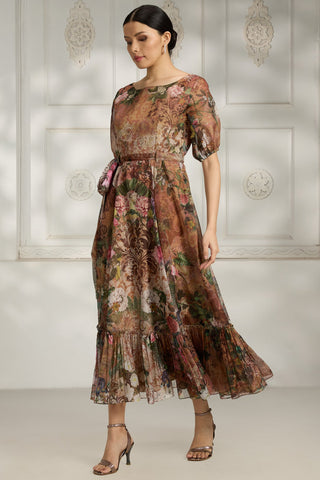 Orange printed dress