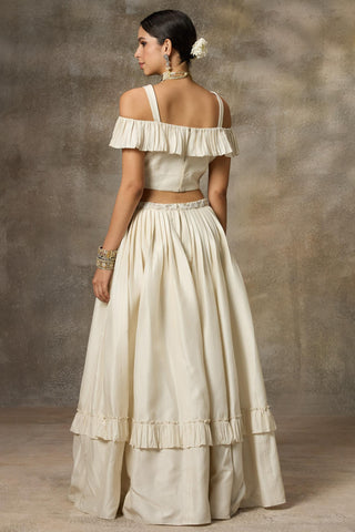 Ivory ruffled top and skirt set