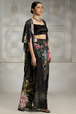 Black botanical cape set