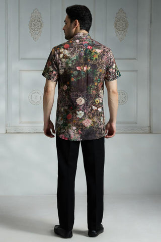 Black signature floral printed shirt