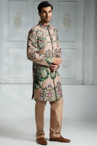 Multicolor printed sherwani set