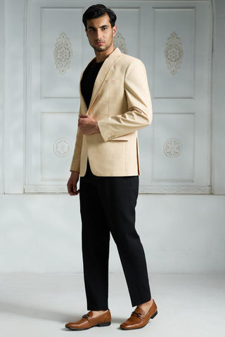 Beige solid blazer
