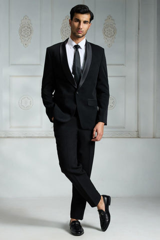 Black satin solid blazer