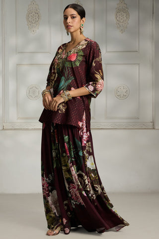 Maroon floral printed tunic