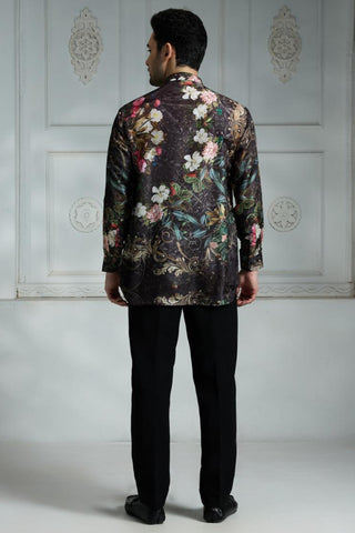 Black silk printed shirt