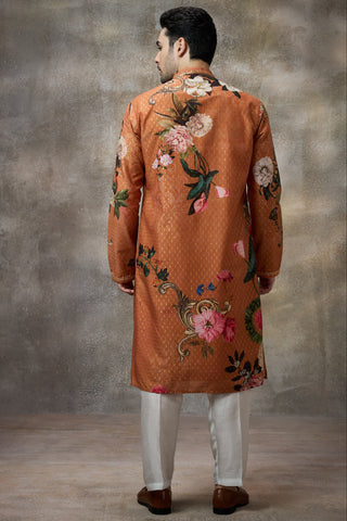 Orange printed kurta set