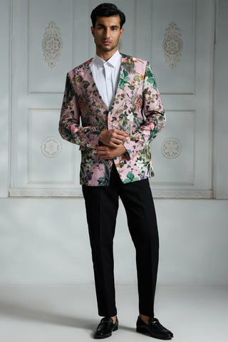 Pink printed blazer