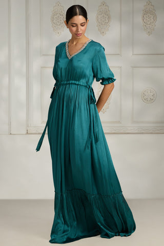 Blue v-neck gown