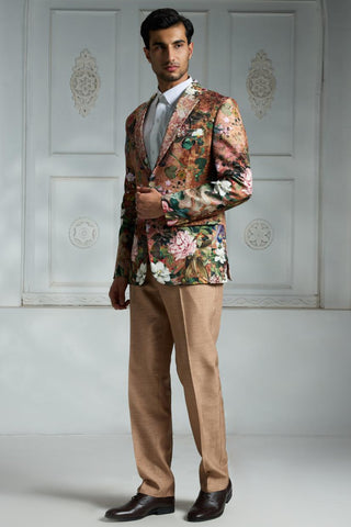 Orange printed blazer