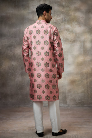 Pink signature floral print kurta set