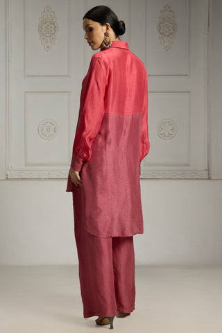 Pink color blocked tunic set