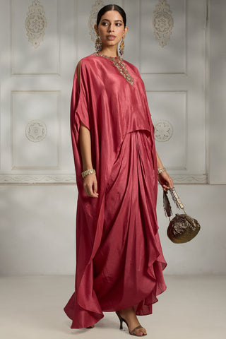 Pink drapped dhoti set