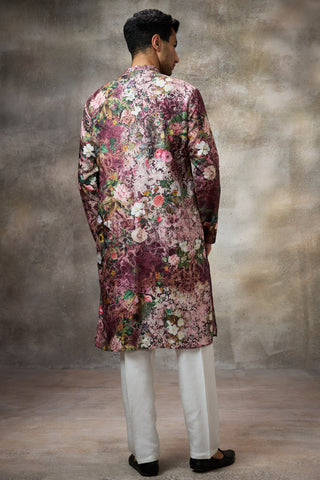Maroon botanical printed kurta set