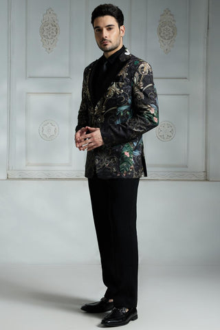 Black printed blazer