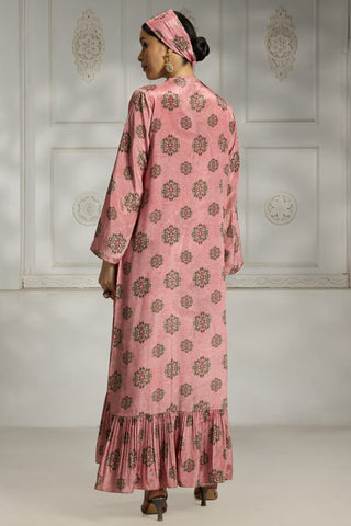 Pink embroidered printed cape set