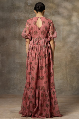 Pink floral printed gown