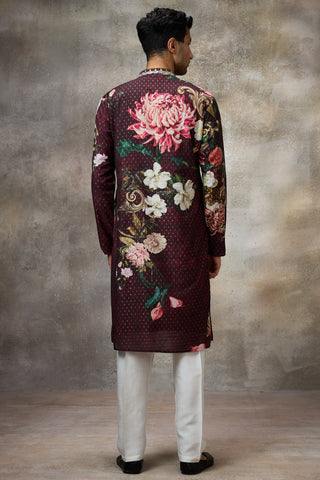 Maroon floral printed kurta set