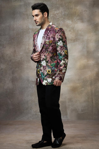 Maroon printed blazer