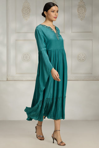 Blue embroidered dress