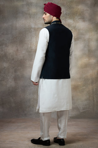 Blue solid koti with kurta set