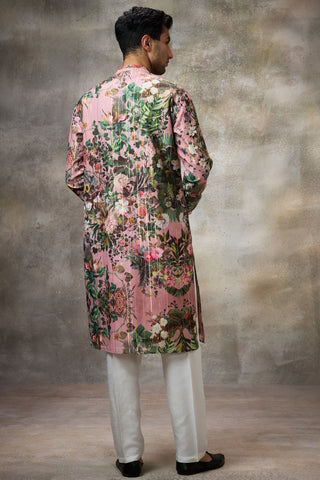 Pink floral print kurta set