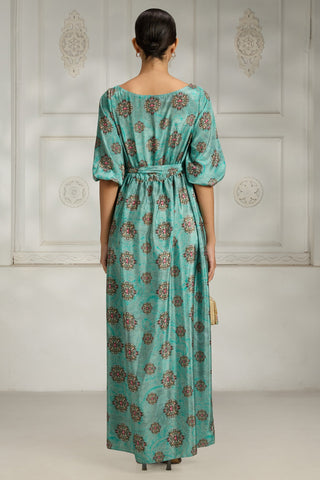 Blue floral printed dress