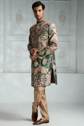 Multicolor printed sherwani set