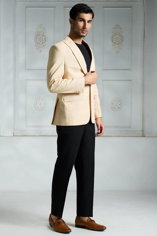 Beige solid blazer
