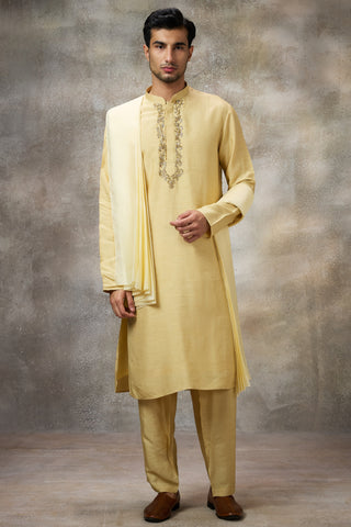 Yellow embroidered kurta set