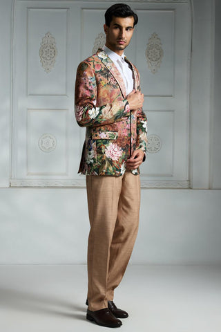 Orange printed blazer