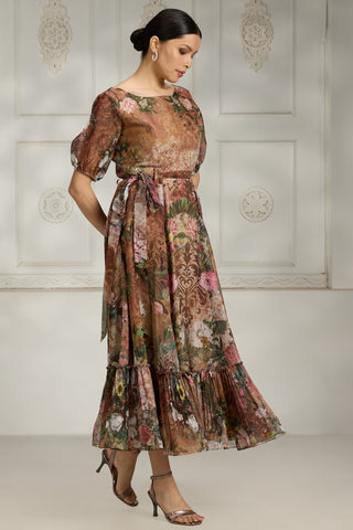 Orange printed dress