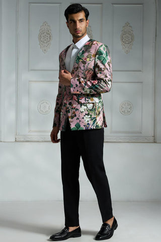 Pink printed blazer