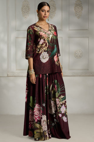 Maroon floral printed tunic