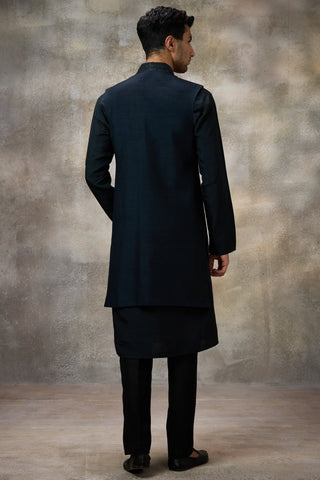 Black embellished koti with kurta set