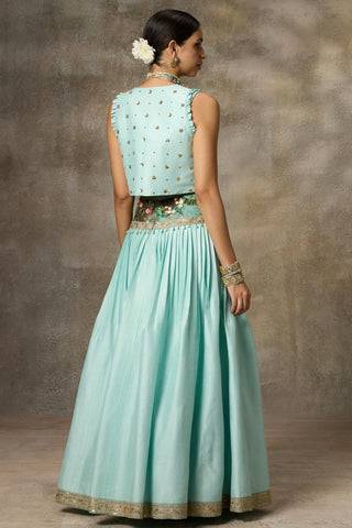 Blue jacket style top and skirt set