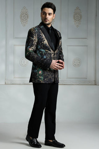Black printed blazer