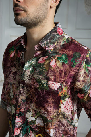 Maroon signature print shirt