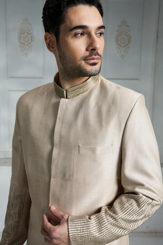 Ivory embroidered sherwani set