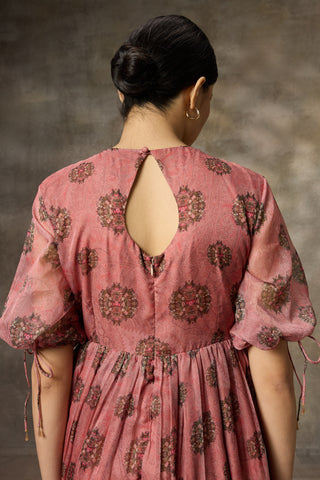 Pink floral printed gown