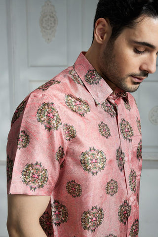 Pink floral printed shirt