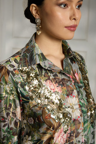 Blue shirt styled tunic set