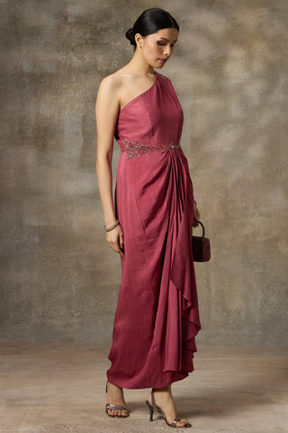 Pink one shoulder drapped gown