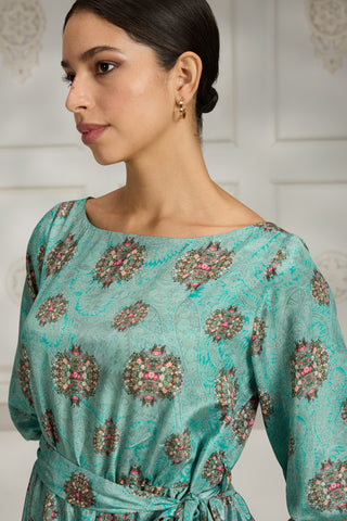 Blue floral printed dress